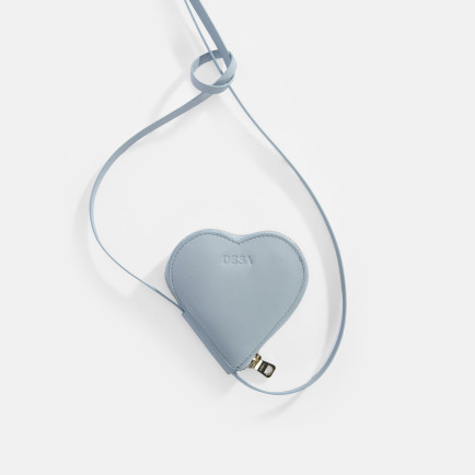 Mavi Kalp Figürlü Mini Askılı Deri Cüzdan