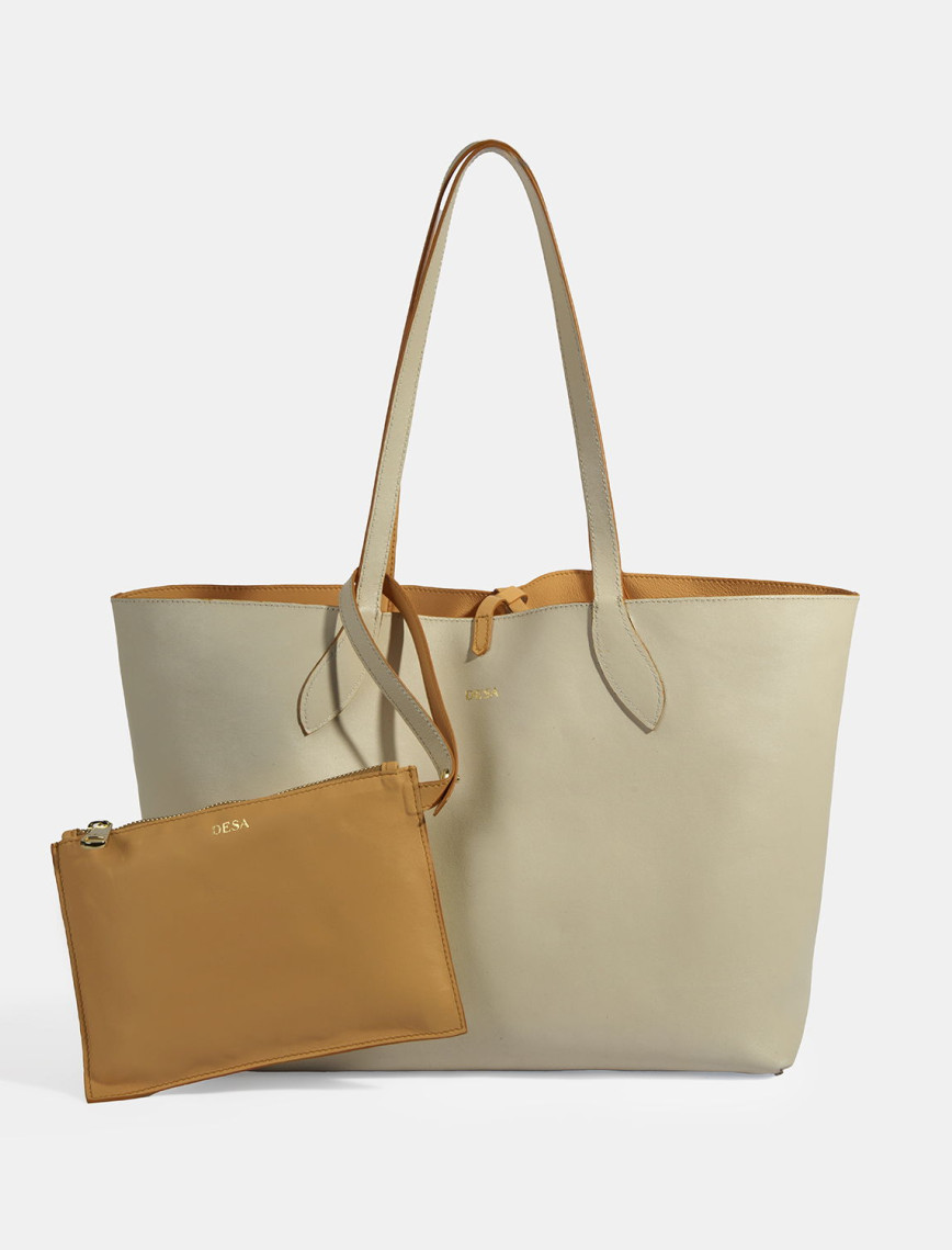 Kadın Turuncu / Bej Çift Taraflı Deri Omuz Çantası Kadın Turuncu / Bej Çift Taraflı Deri Omuz Çantası