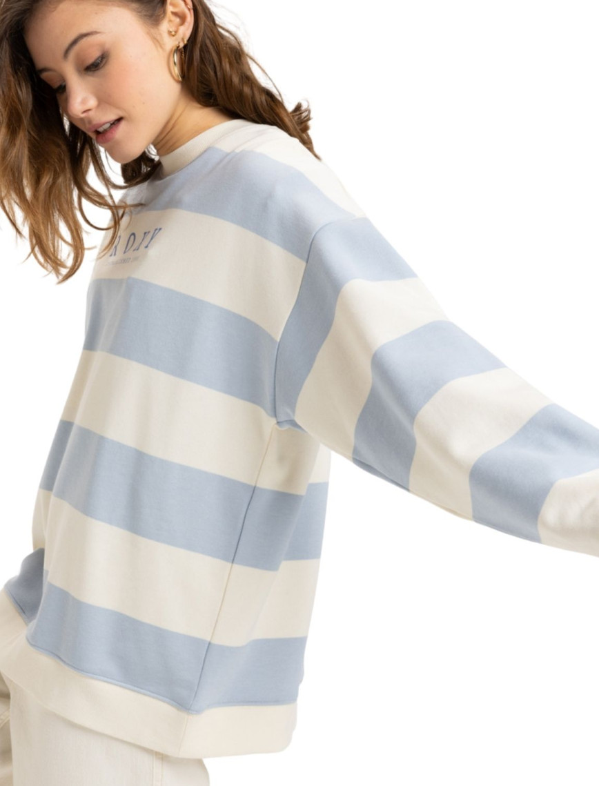Roxy Strictly Stripes Oversized Kadın Mavi Sweatshirt