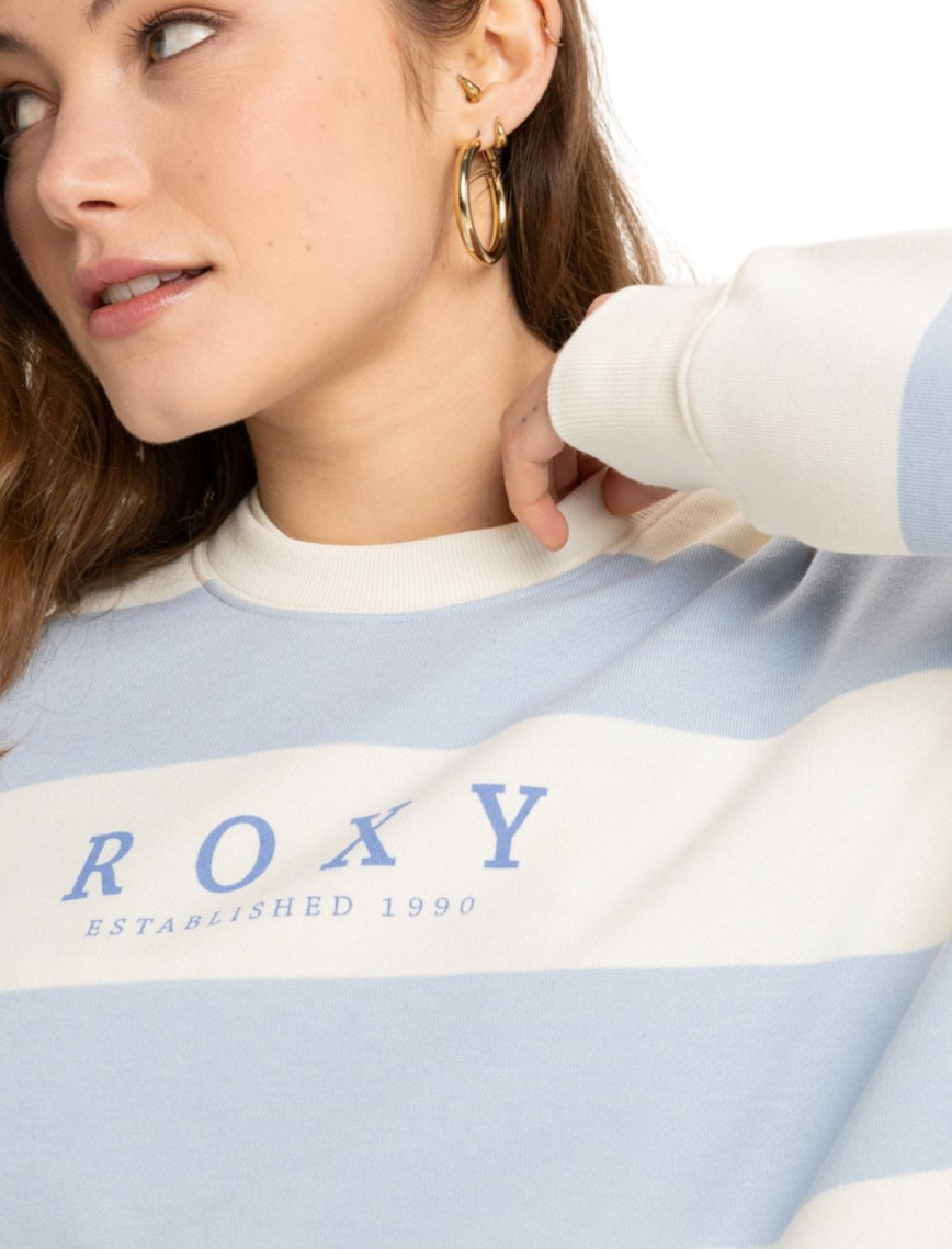 Roxy Strictly Stripes Oversized Kadın Mavi Sweatshirt