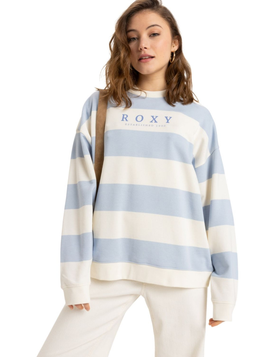Roxy Strictly Stripes Oversized Kadın Mavi Sweatshirt