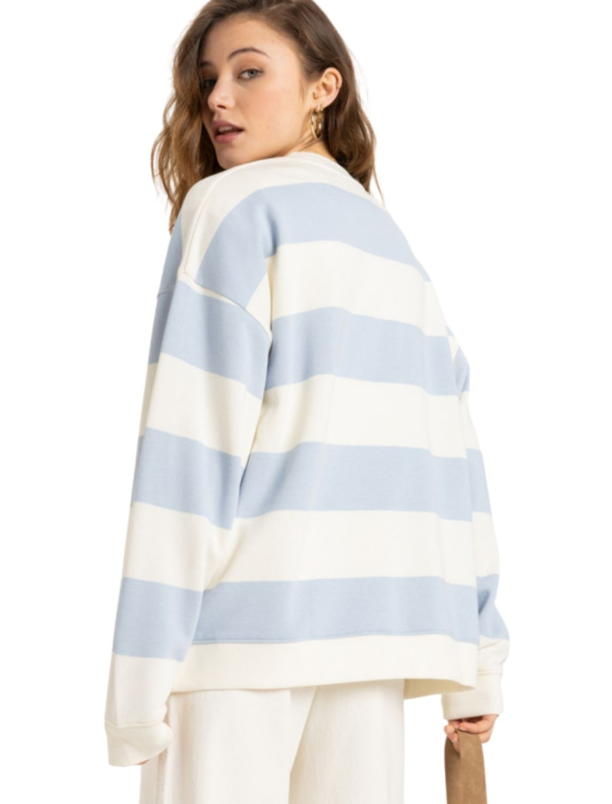 Roxy Strictly Stripes Oversized Kadın Mavi Sweatshirt