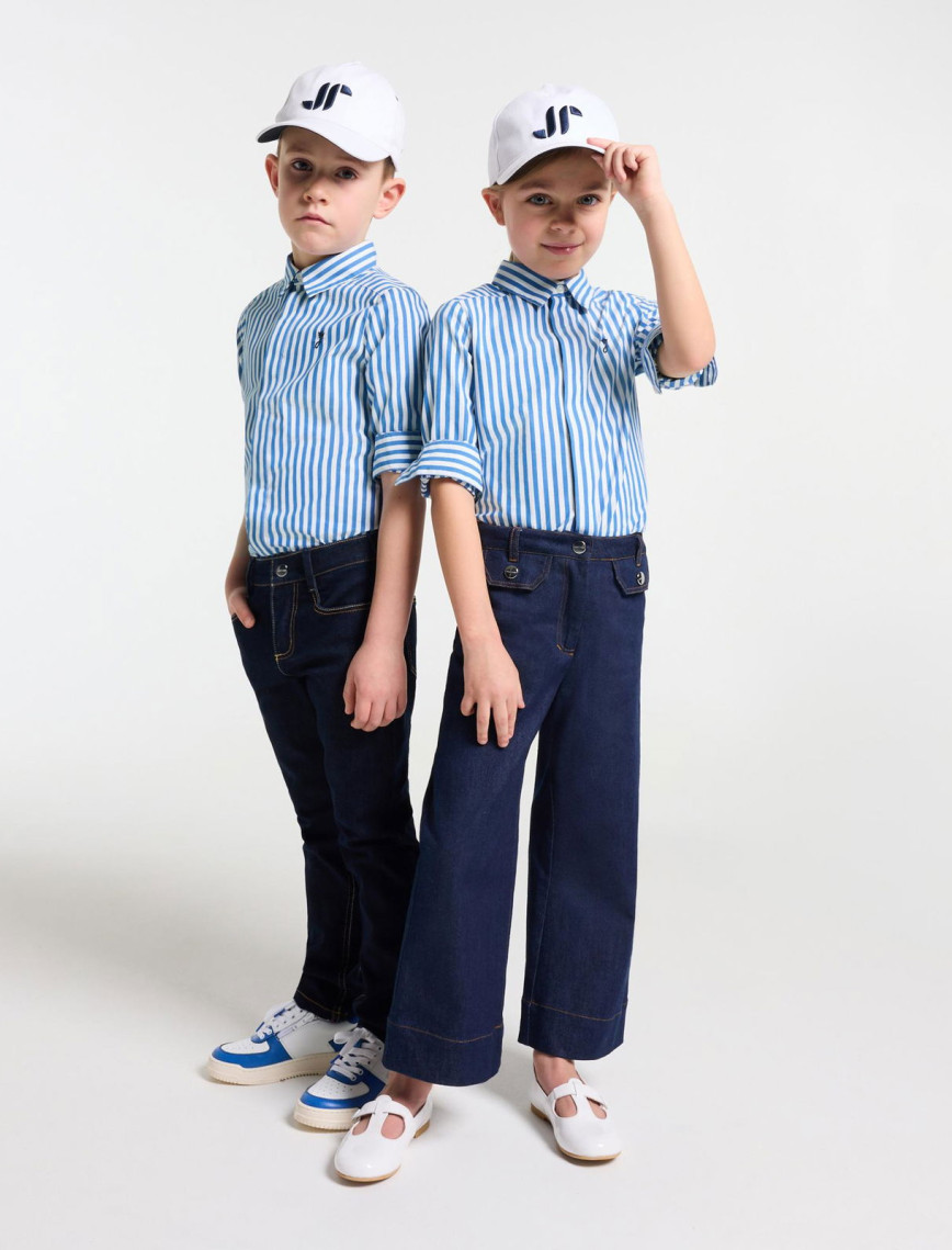 Jacadi Paris Unisex Çocuk Çizgili Poplin Gömlek Jacadi Paris Unisex Çocuk Çizgili Poplin Gömlek