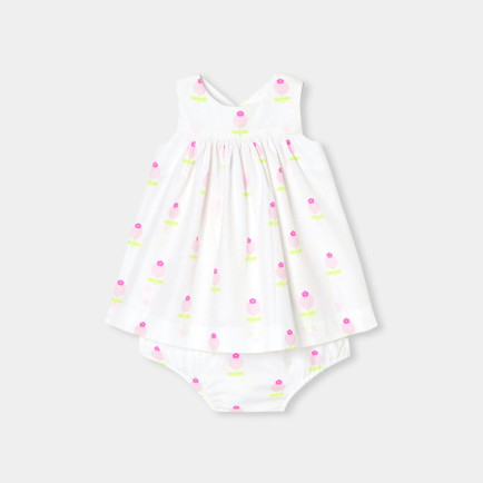 Jacadi Paris Yenidoğan Kız Bebek Çiçek Motifli Poplin Elbise