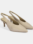 Kadın Krem Slingback Deri Topuklu Ayakkabı Kadın Krem Slingback Deri Topuklu Ayakkabı