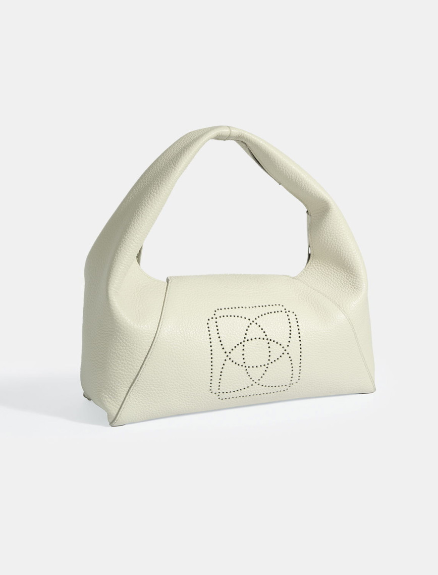 Kadın Beyaz Logo Baskılı Deri El Çantası Kadın Beyaz Logo Baskılı Deri El Çantası