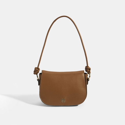 Kadın Düğüm Askılı Konyak Deri Omuz Çantası