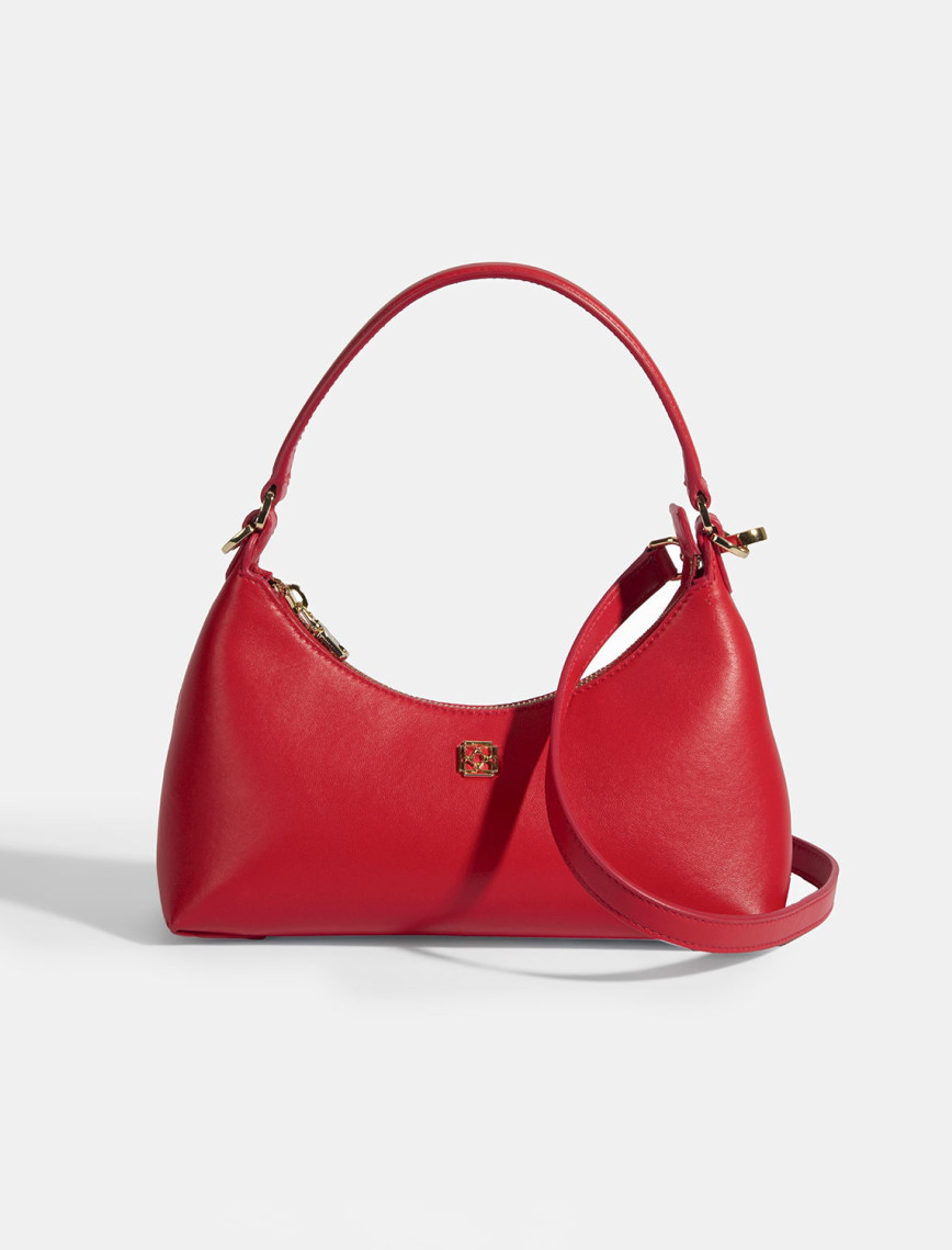 Kadın Kırmızı Omuz Askılı Mini Deri El Çantası