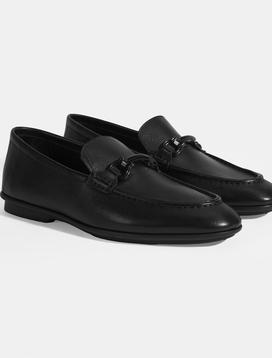 Erkek Siyah Slip-On Deri Loafer Erkek Siyah Slip-On Deri Loafer