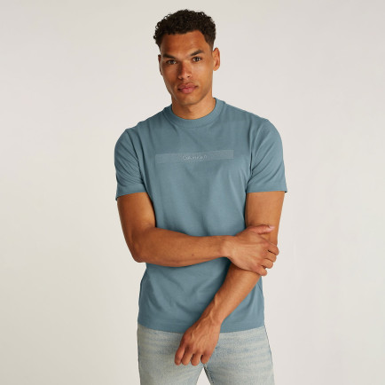 Calvin Klein Structured Embroidery Erkek Mavi T-Shirt Calvin Klein Structured Embroidery Erkek Mavi T-Shirt