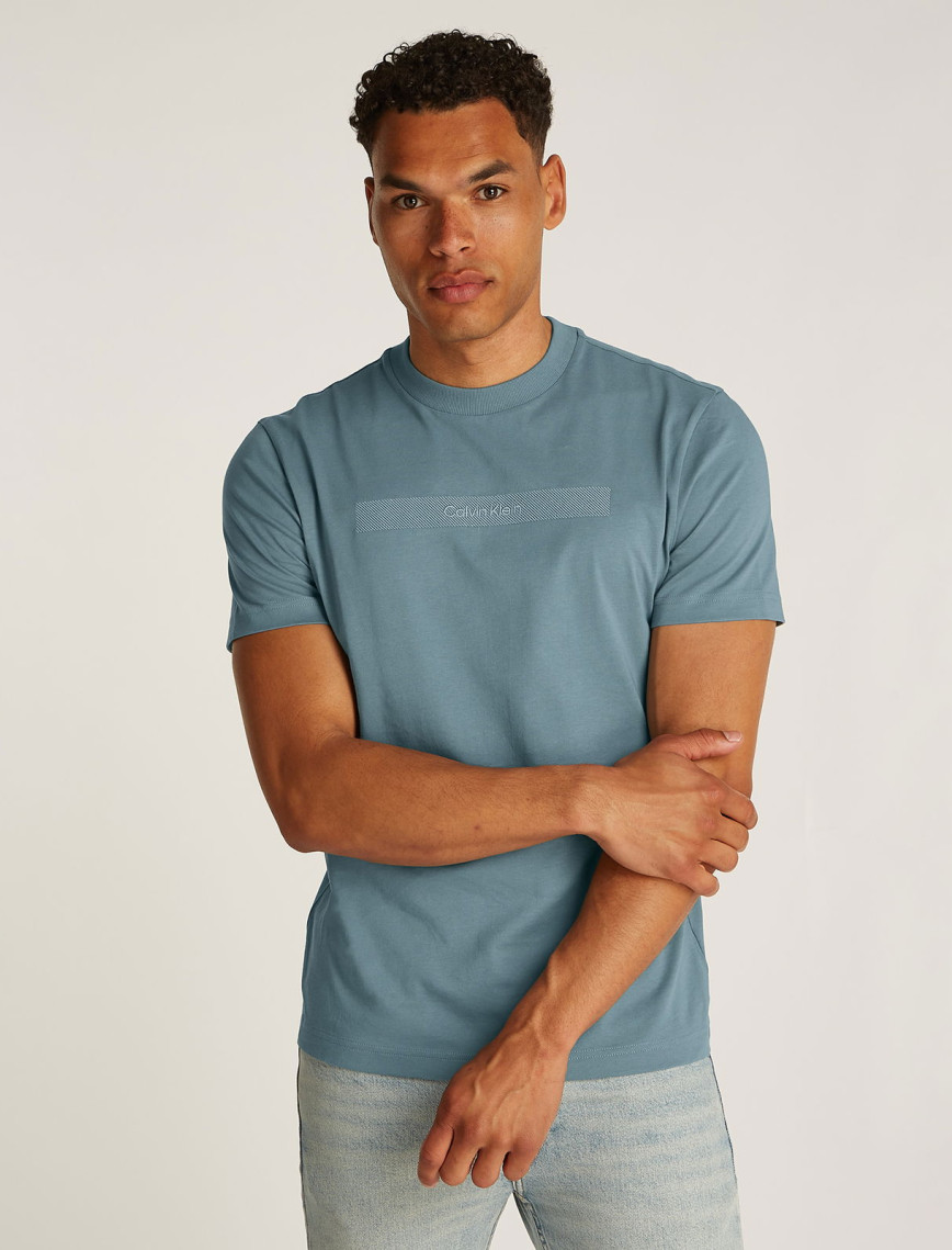 Calvin Klein Structured Embroidery Erkek Mavi T-Shirt Calvin Klein Structured Embroidery Erkek Mavi T-Shirt