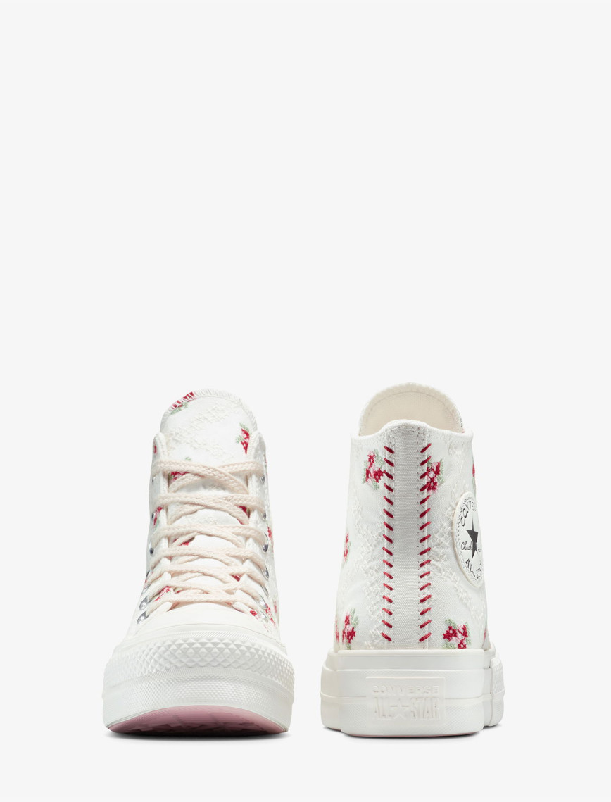 Converse Chuck Taylor All Star Lift Rose Cross Stitch Kadın Beyaz Platform Sneaker Converse Chuck Taylor All Star Lift Rose Cross Stitch Kadın Beyaz Platform Sneaker