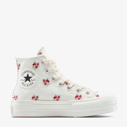 Converse Chuck Taylor All Star Lift Rose Cross Stitch Kadın Beyaz Platform Sneaker Converse Chuck Taylor All Star Lift Rose Cross Stitch Kadın Beyaz Platform Sneaker