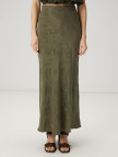 Beymen Club Kadin Haki Jakarlı Maksi İpek Etek
