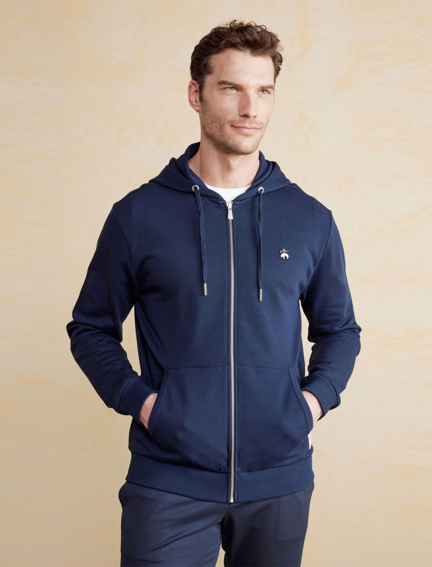 Brooks Brothers Fermuarlı Patchli Hoodie Erkek Lacivert Sweatshirt Brooks Brothers Fermuarlı Patchli Hoodie Erkek Lacivert Sweatshirt