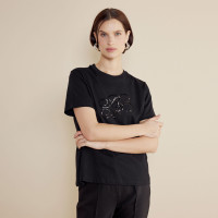 Brooks Brothers Bisiklet Yaka Bb Pul Nakışlı Kadın Siyah T-Shirt Brooks Brothers Bisiklet Yaka Bb Pul Nakışlı Kadın Siyah T-Shirt