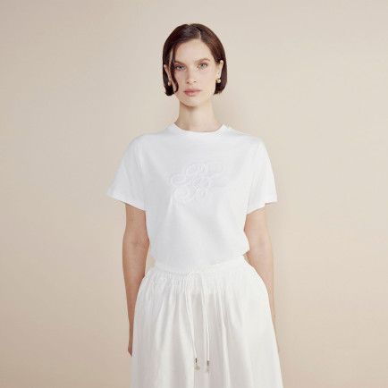 Brooks Brothers Bisiklet Yaka Bb Pul Nakışlı Kadın Beyaz T-Shirt