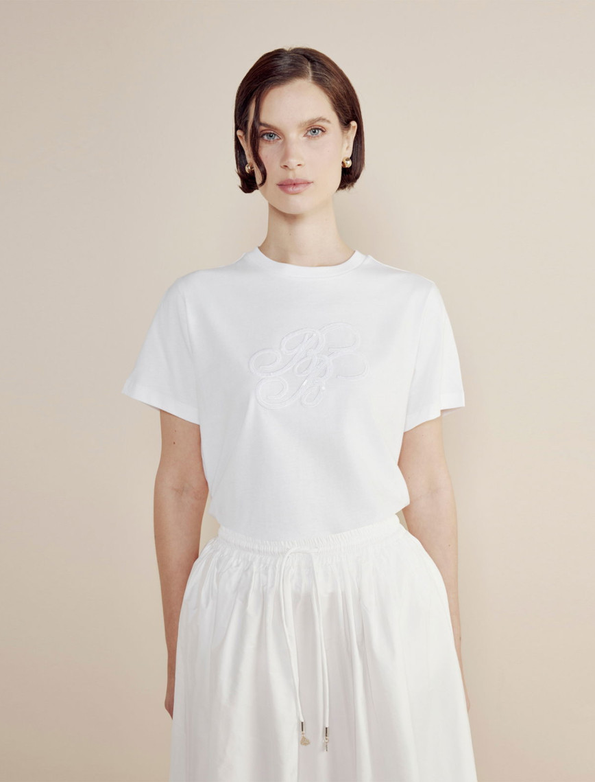 Brooks Brothers Bisiklet Yaka Bb Pul Nakışlı Kadın Beyaz T-Shirt Brooks Brothers Bisiklet Yaka Bb Pul Nakışlı Kadın Beyaz T-Shirt