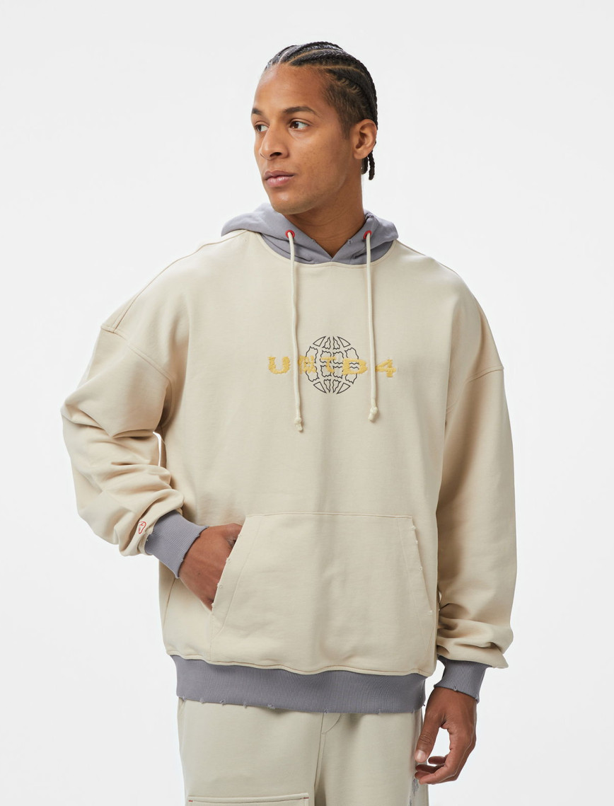 UNITED4 Zaki Erkek Krem Hoodie UNITED4 Zaki Erkek Krem Hoodie