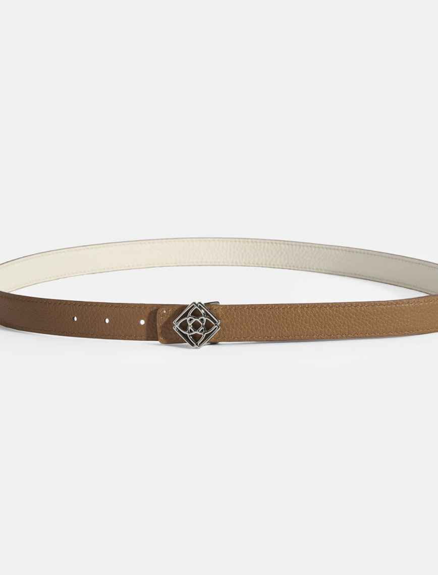 Kadın Beyaz / Konyak Çift Taraflı Deri Kemer Kadın Beyaz / Konyak Çift Taraflı Deri Kemer