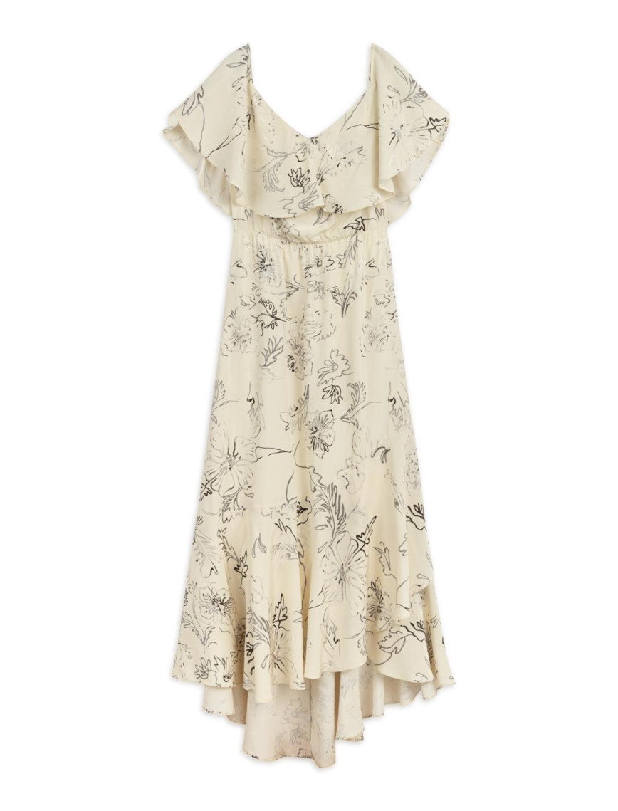 Volanlı Desenli Maxi Elbise Volanlı Desenli Maxi Elbise