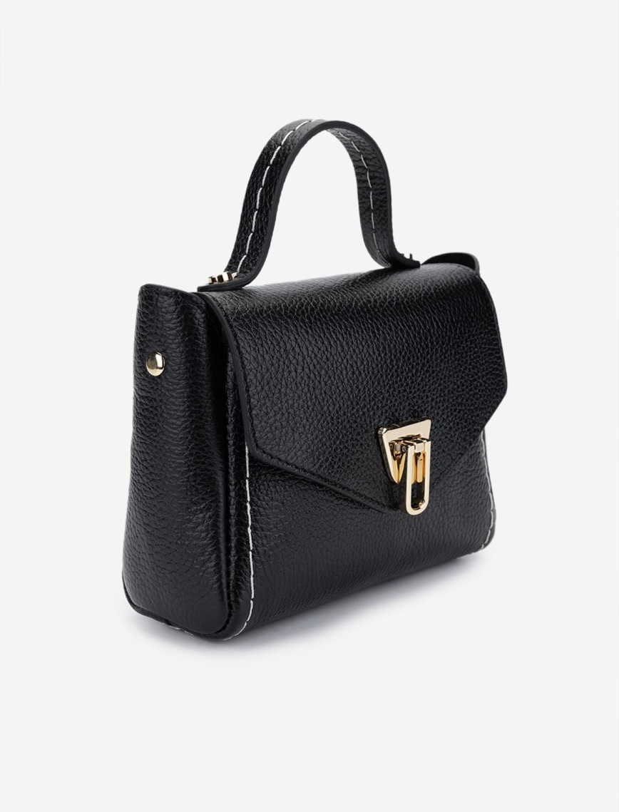 Valmenti Kadın Hakiki Deri Siyah Floter Postacı Çanta