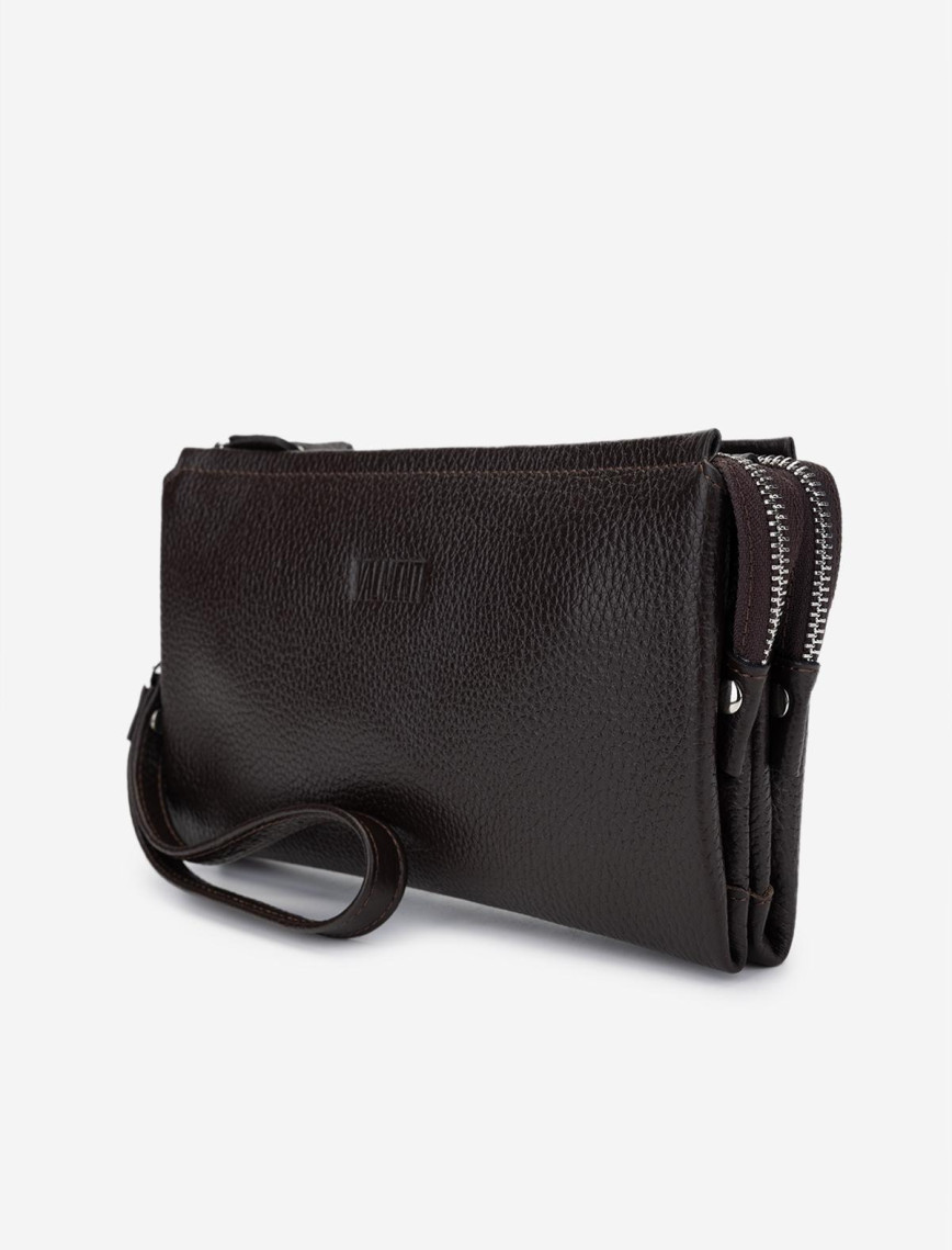 Valmenti Erkek Hakiki Deri Kahverengi El Çantası