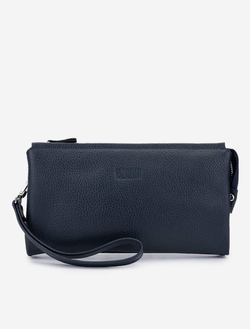 Valmenti Erkek Hakiki Deri Lacivert El Çantası