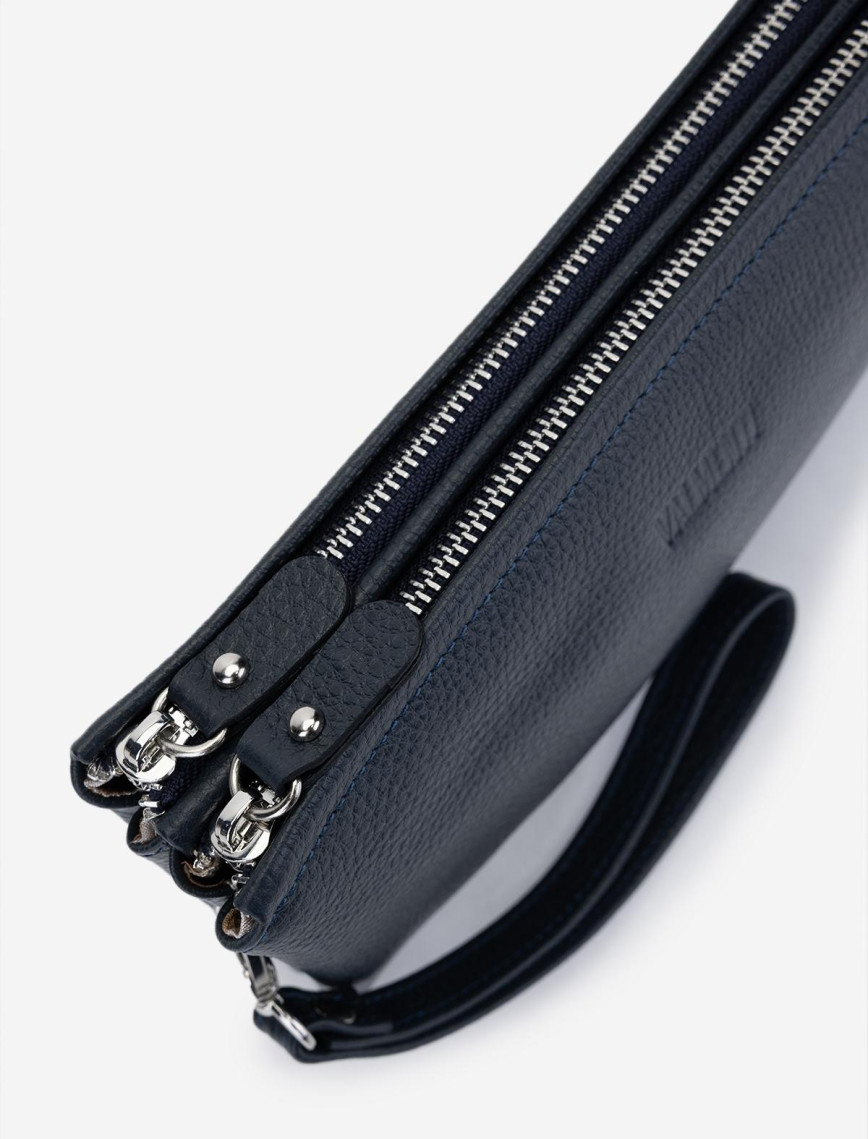 Valmenti Erkek Hakiki Deri Lacivert El Çantası