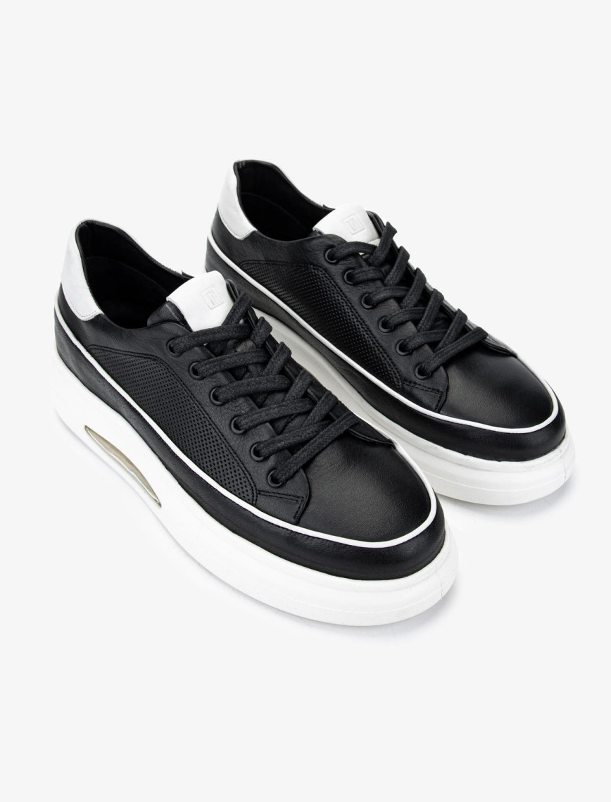 Valmenti Erkek Hakiki Deri Siyah Deri Sneakers & Spor Ayakkabı