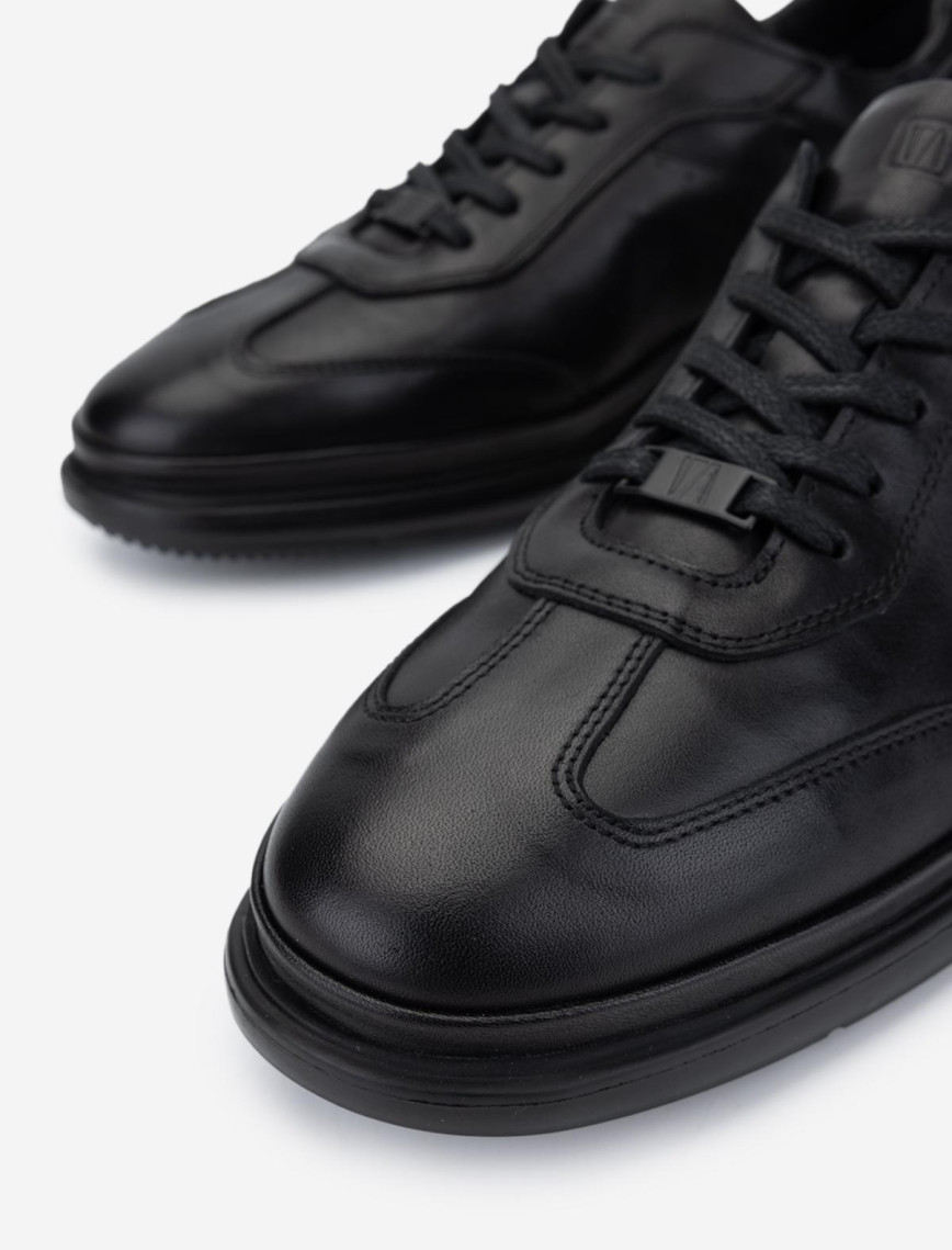 Valmenti Erkek Hakiki Deri Siyah Casual Ayakkabı