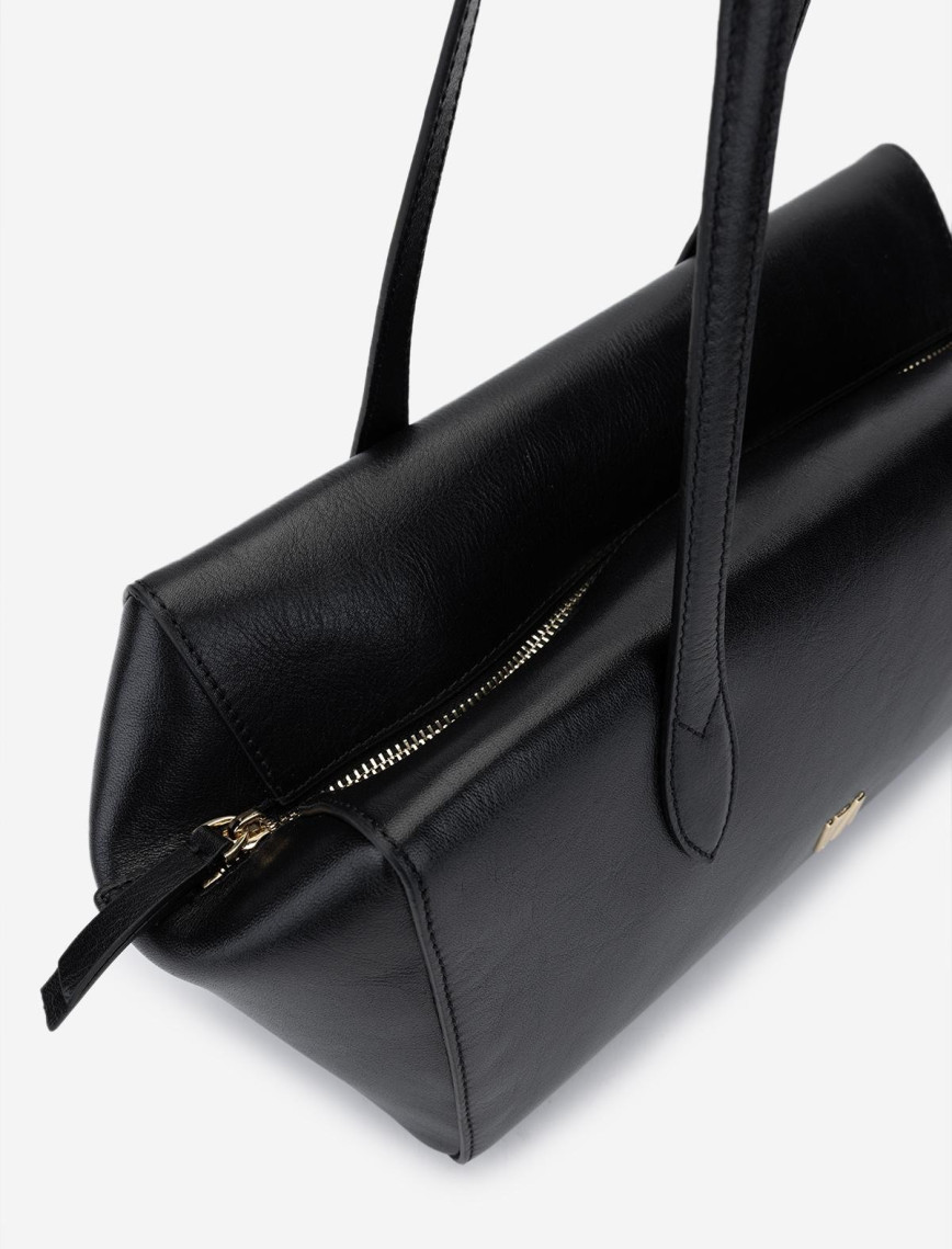 Valmenti Kadın Hakiki Deri Siyah Deri Omuz Çanta