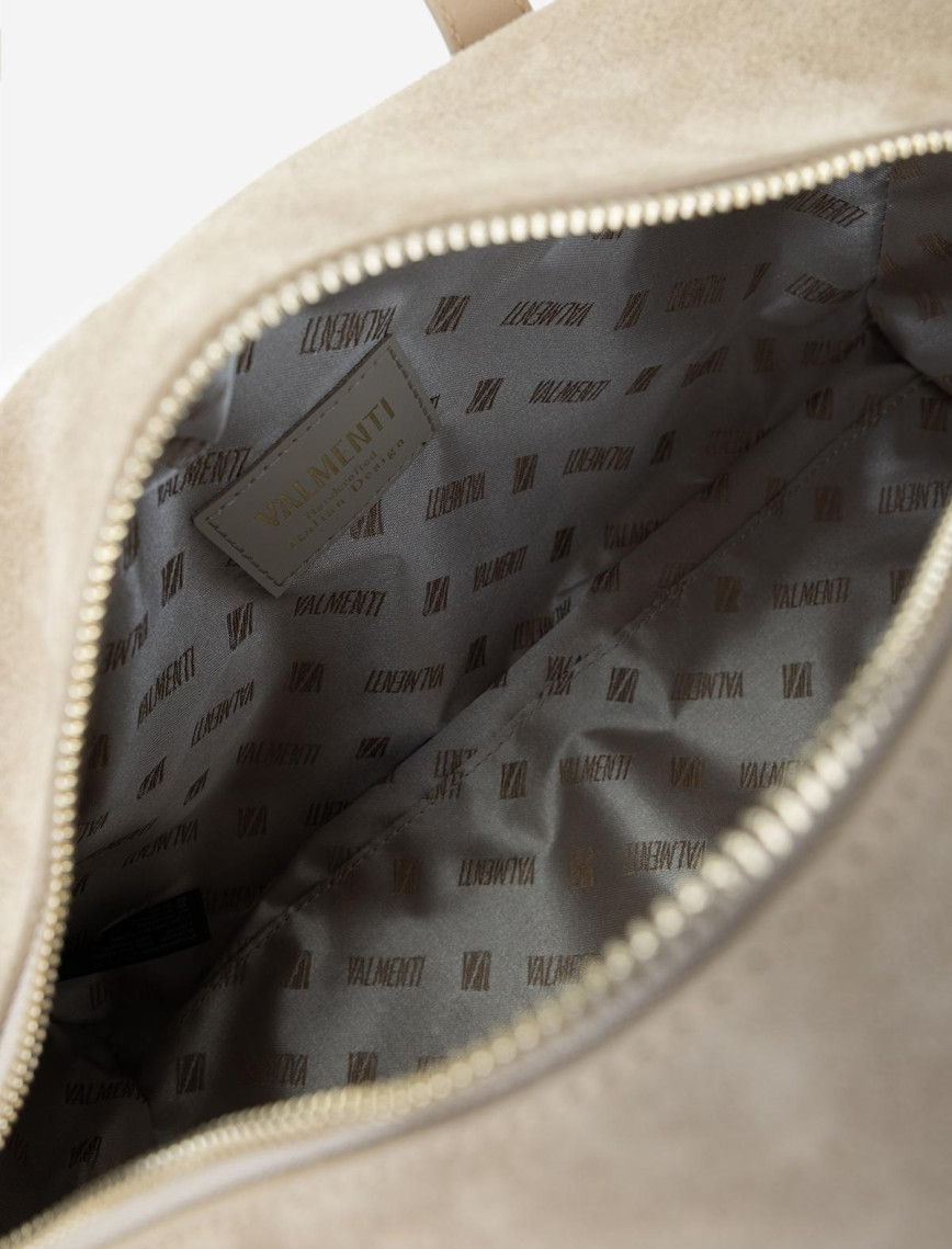 Valmenti Kadın Hakiki Deri Bej Süet Omuz Çanta