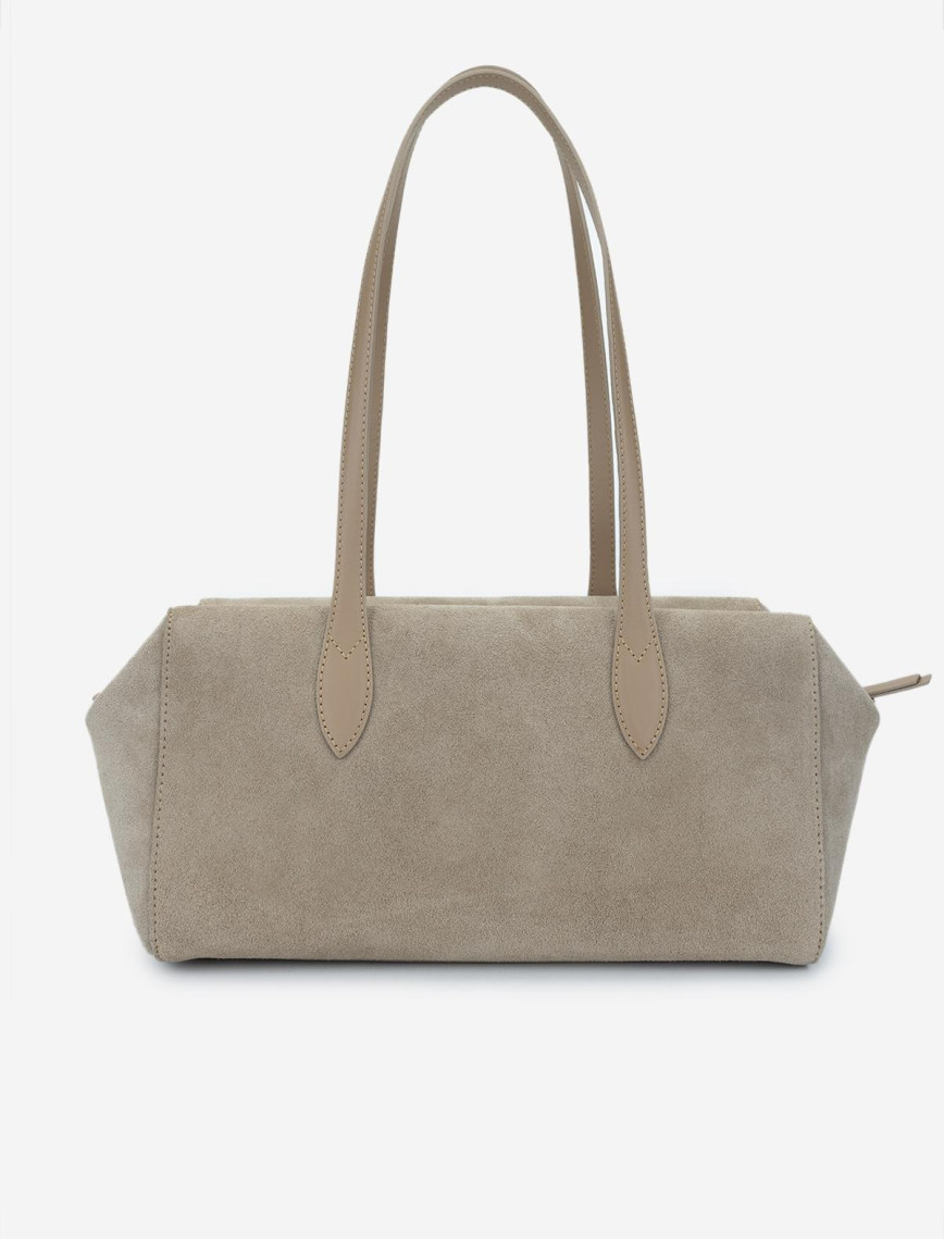 Valmenti Kadın Hakiki Deri Bej Süet Omuz Çanta