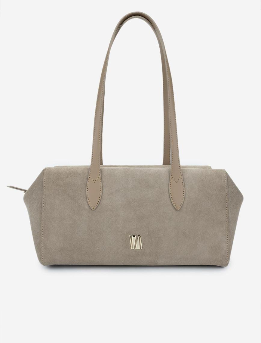 Valmenti Kadın Hakiki Deri Bej Süet Omuz Çanta