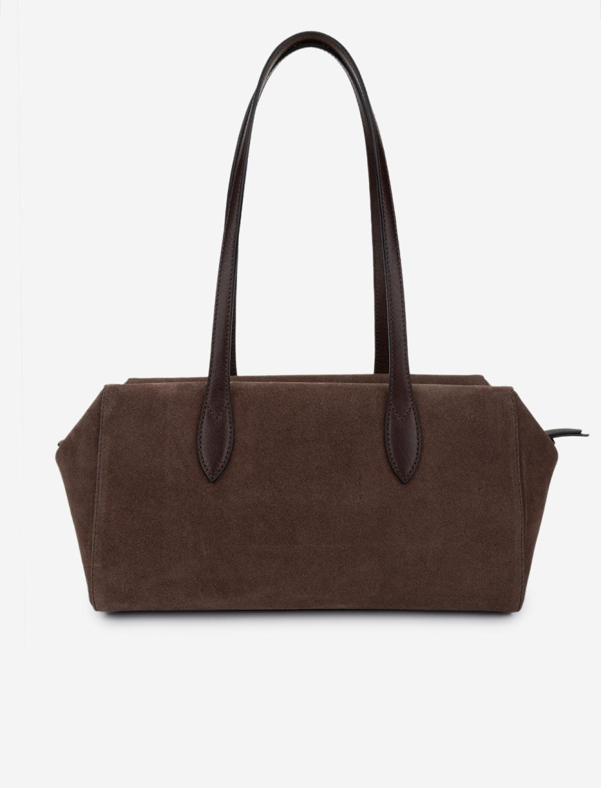 Valmenti Kadın Hakiki Deri Kahverengi Süet Omuz Çanta