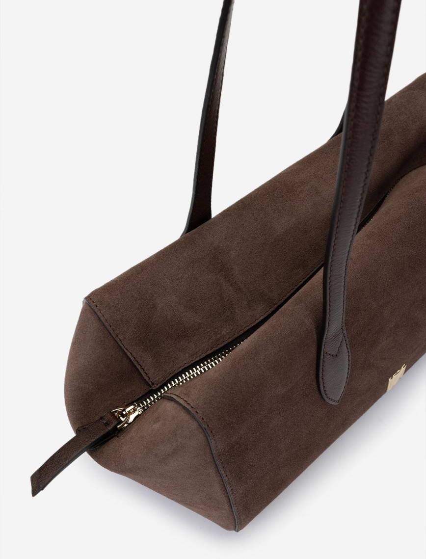 Valmenti Kadın Hakiki Deri Kahverengi Süet Omuz Çanta