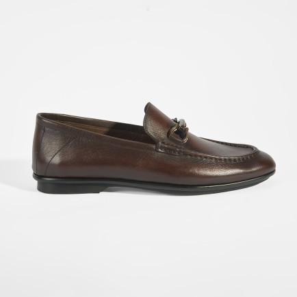 Erkek Kahve Slip-On Deri Loafer