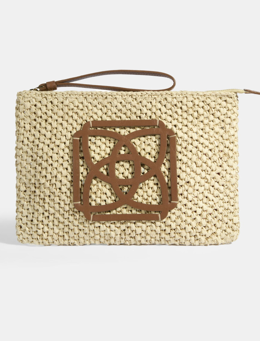 Kadın Bej Deri Detaylı Hasır El Çantası Kadın Bej Deri Detaylı Hasır El Çantası