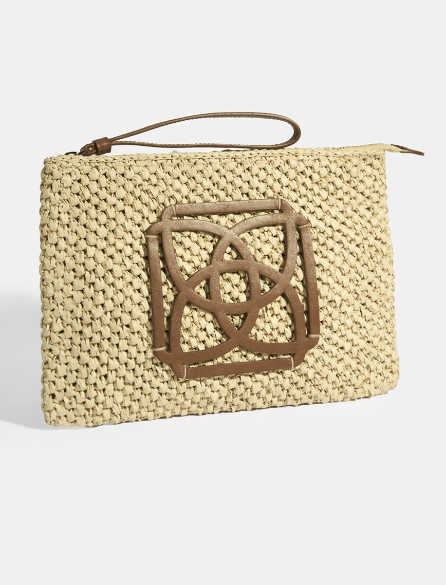 Kadın Bej Deri Detaylı Hasır El Çantası Kadın Bej Deri Detaylı Hasır El Çantası