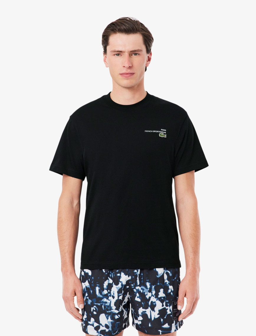 Lacoste Print Motif Erkek Siyah T-Shirt Lacoste Print Motif Erkek Siyah T-Shirt