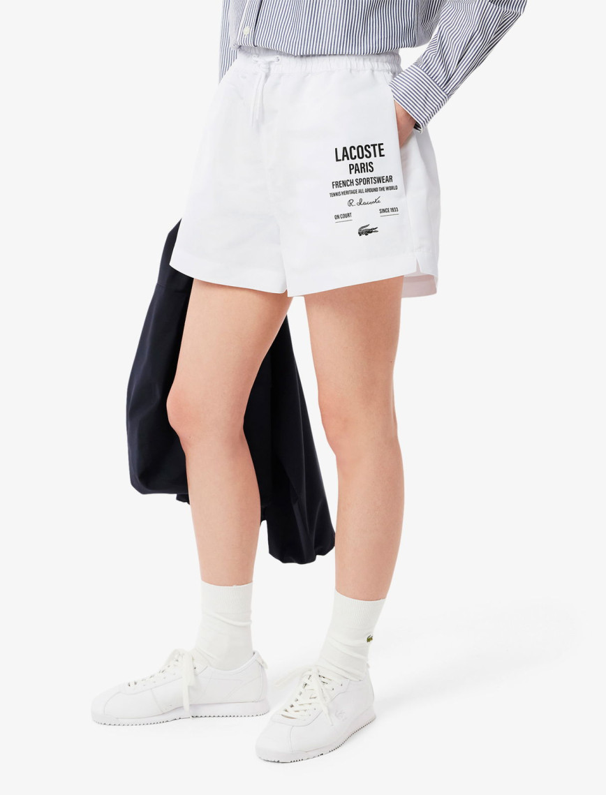 Lacoste Long Print Kadın Beyaz Şort Lacoste Long Print Kadın Beyaz Şort