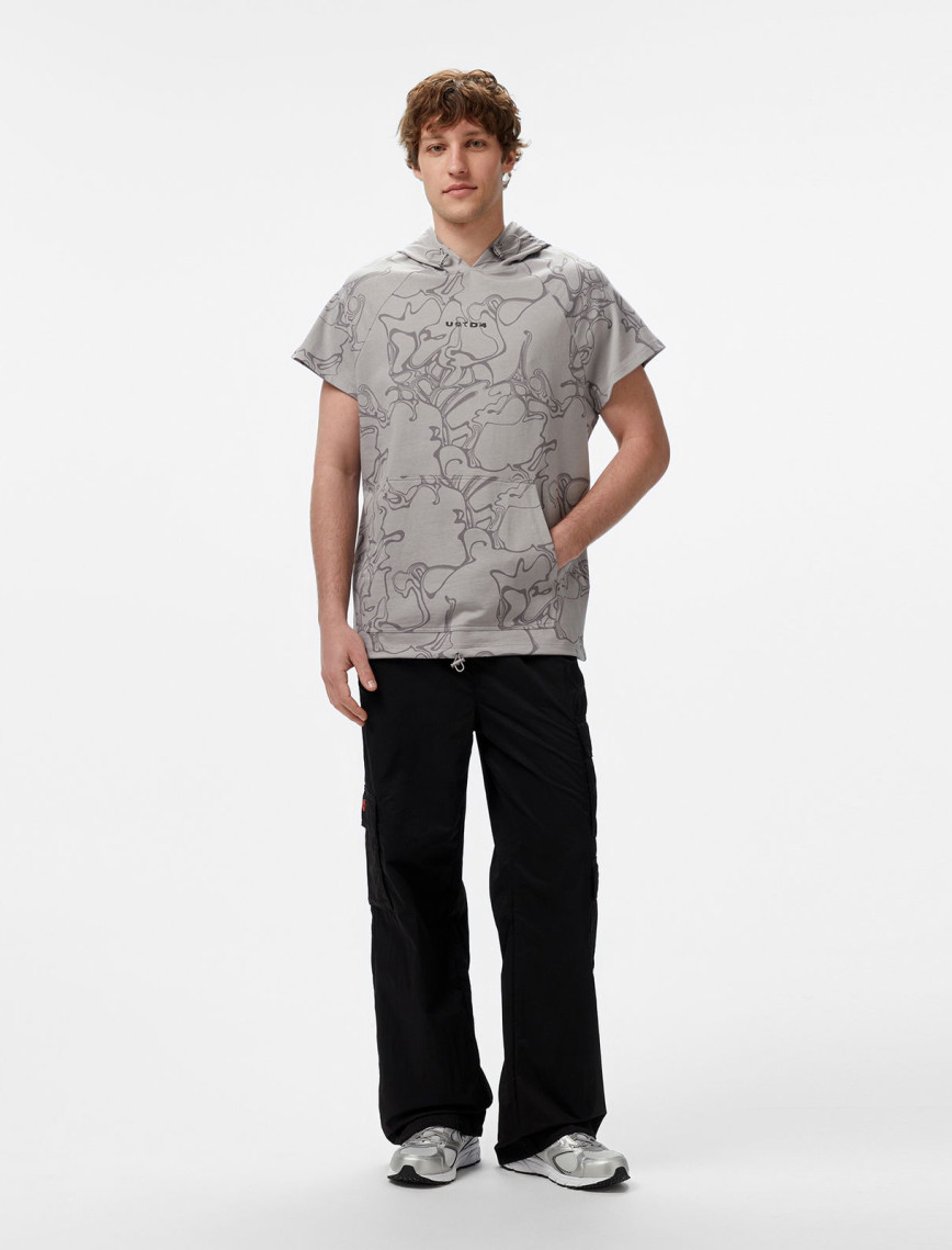 UNITED4 Towada Erkek Gri Yarım Kollu Hoodie UNITED4 Towada Erkek Gri Yarım Kollu Hoodie