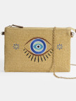 Kadın Taba Göz Nakışlı Hasır Clutch Kadın Taba Göz Nakışlı Hasır Clutch