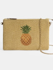 Kadın Taba Ananas Nakışlı Hasır Clutch Kadın Taba Ananas Nakışlı Hasır Clutch