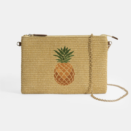 Kadın Taba Ananas Nakışlı Hasır Clutch Kadın Taba Ananas Nakışlı Hasır Clutch