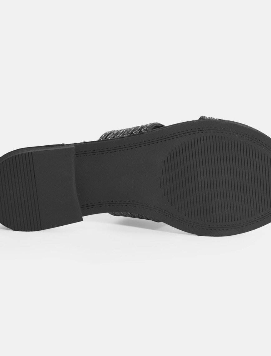 Kadın Siyah Taş Detaylı Deri Terlik Kadın Siyah Taş Detaylı Deri Terlik