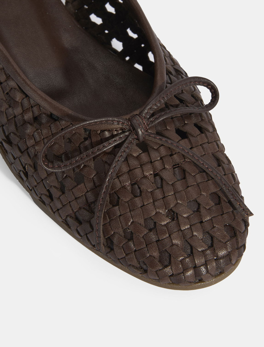 Kadın Kahve Fiyonk Detaylı Örgü Babet Kadın Kahve Fiyonk Detaylı Örgü Babet