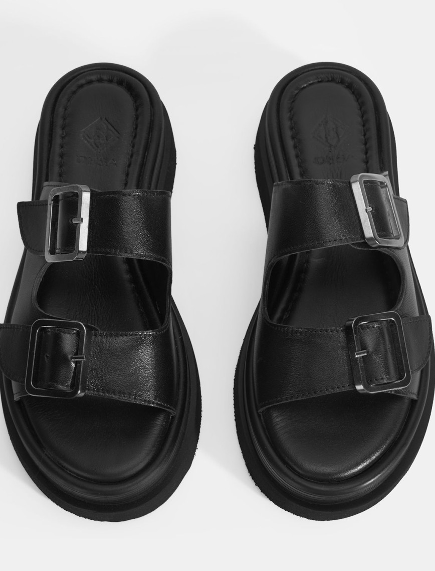 Kadın Siyah Ayarlanabilir Tokalı Terlik Kadın Siyah Ayarlanabilir Tokalı Terlik