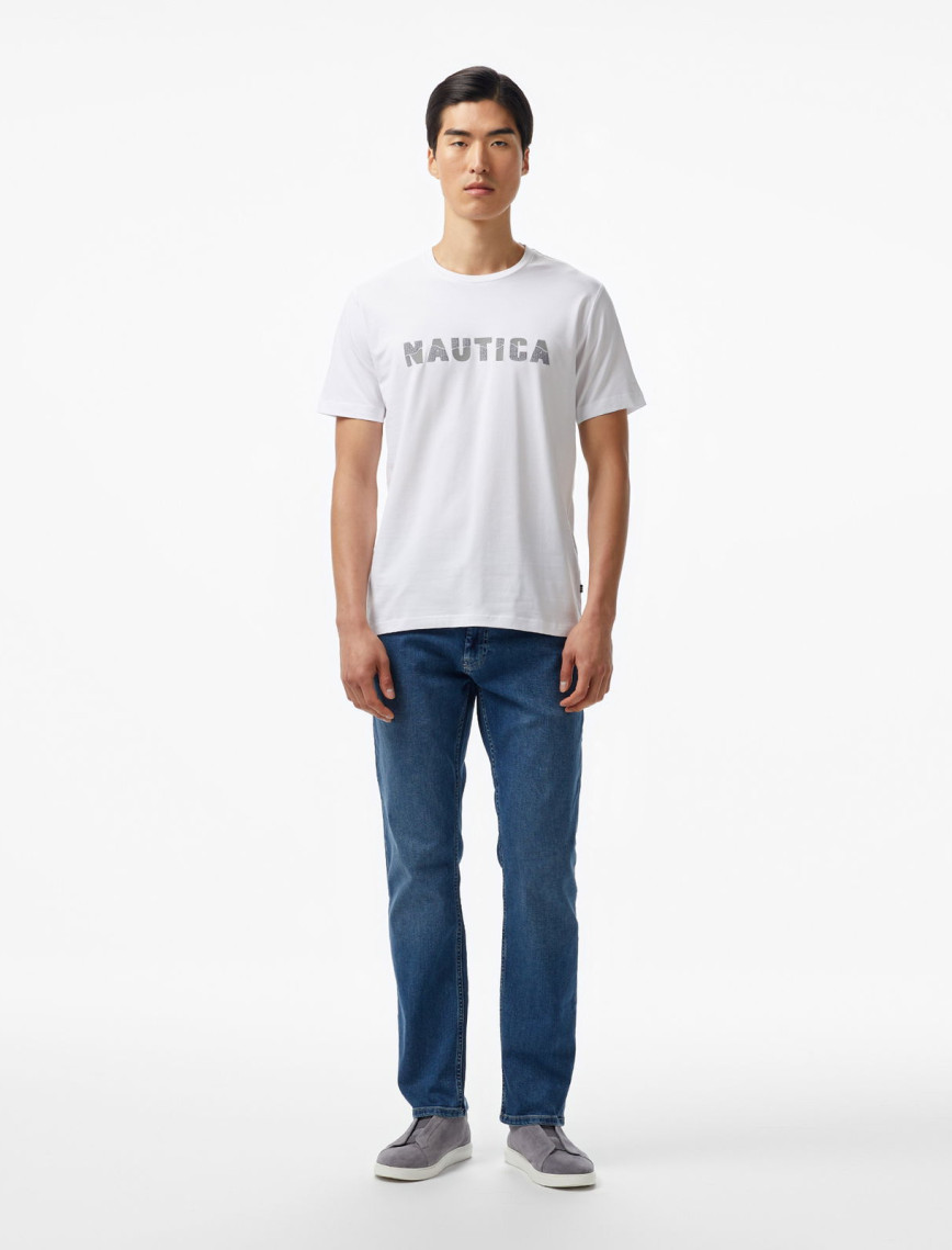 Nautica Erkek Beyaz Regular Fit Baskılı T-Shirt Nautica Erkek Beyaz Regular Fit Baskılı T-Shirt